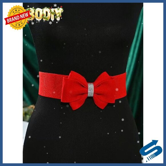 Women\'s Elastic Waist Belt with Bow - Adjustable Stretch Cinch for Dresses